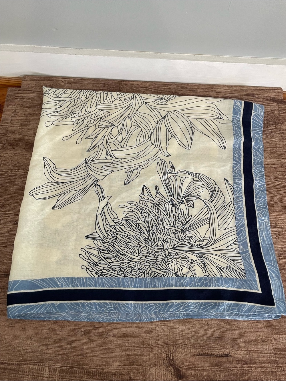 Blue Floral Scarf 36"X36"